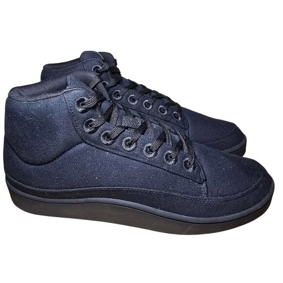 Allbirds Canvas Pacer Mid Mens Sneakers Triple Black Lace Up Size 10 worn 1x - Picture 1 of 8